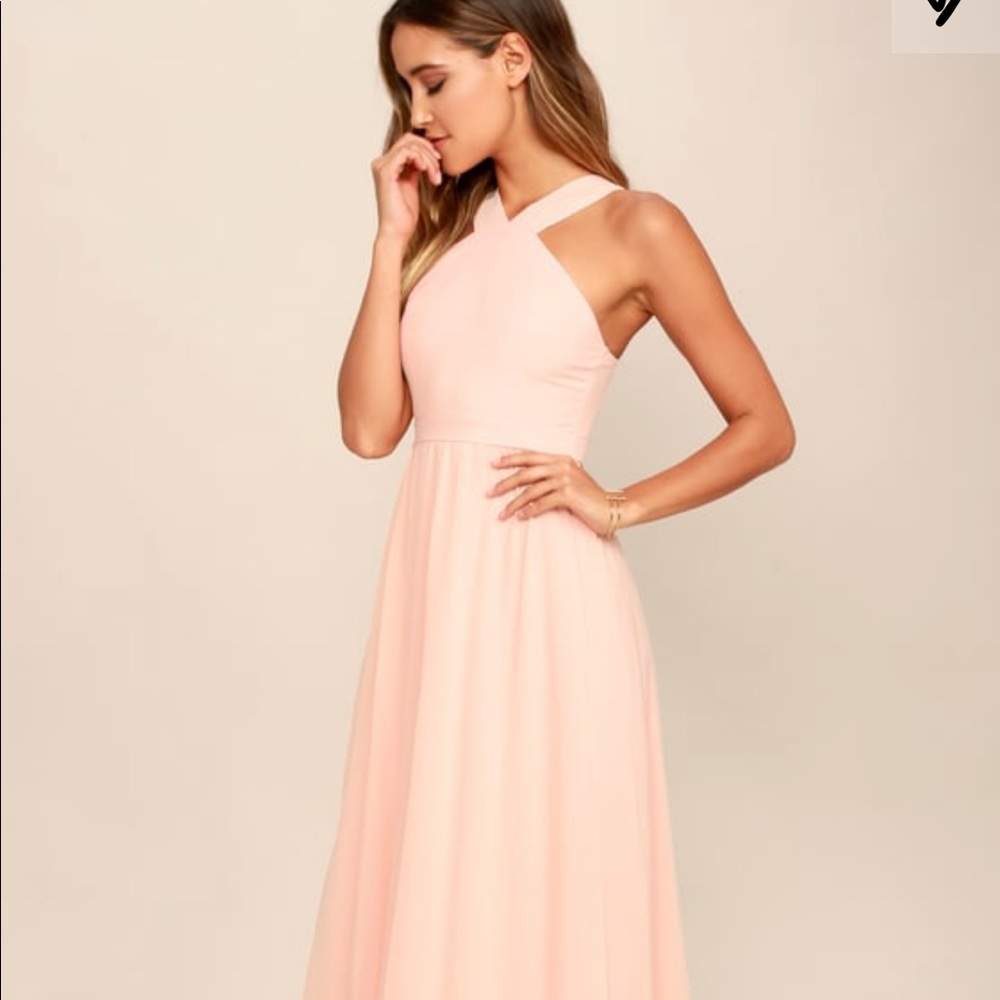 Lulus Air of Romance Peach Long Dress Size M